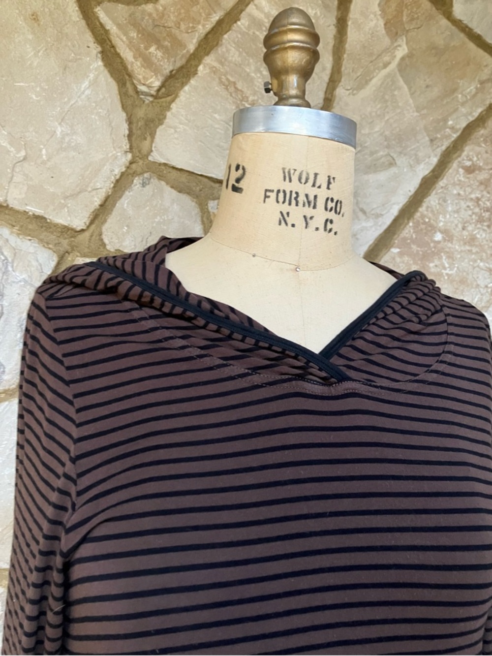 Heartstring Striped Brown & Black Hooded Women's Tunic